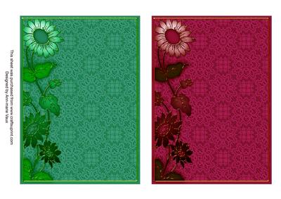 Green and Red Lace Daisy 7x5in Card Base Edger