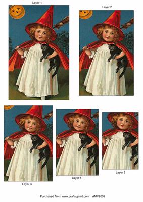Halloween Witch Girl 2 Pyramid Toppers
