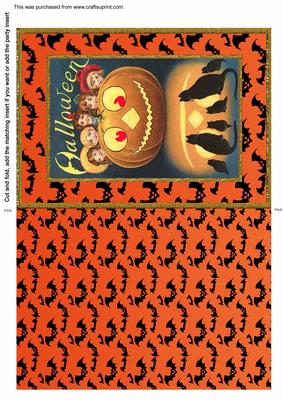 Halloween Pumpkin and Cat Big Card