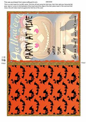 Halloween Pumpkin and Cat Party Invite Card Inner