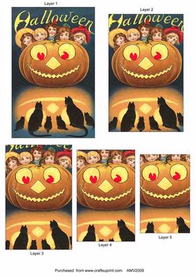 Halloween Pumpkin and Cat Pyramid Toppers