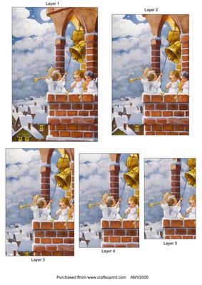 Christmas Angels Bell Ringing Pyramid Toppers
