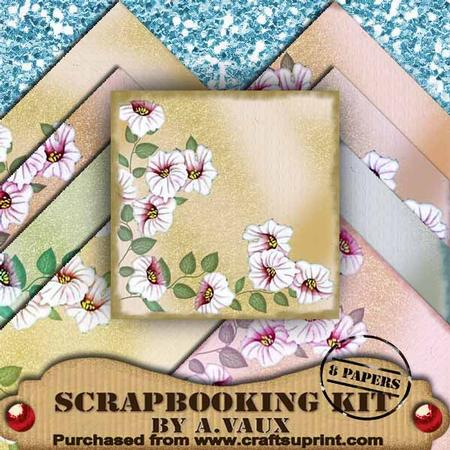 Pastel Floral Grunge 8 Scrapbooking Papers Kit