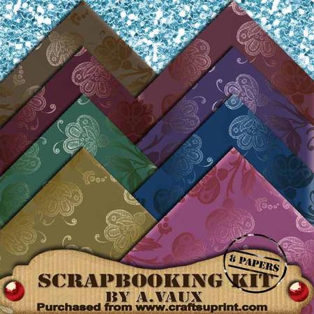 Satin Dark Floral 8 Scrapbooking Papers Kit
