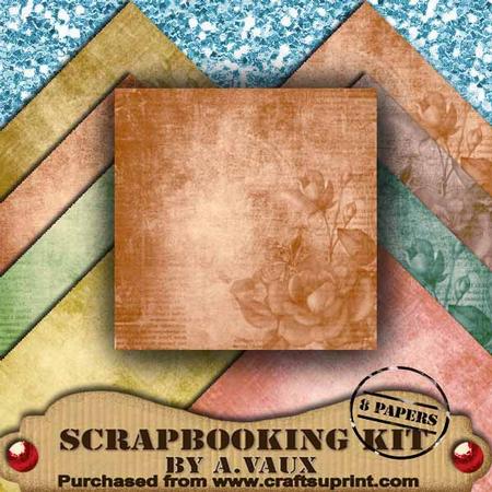 Vintage Tea Rose Corner Pastel 8 Scrapbooking Papers Kit