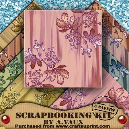 Floral Painted Corners 8 Scrapbooking Papers Kit