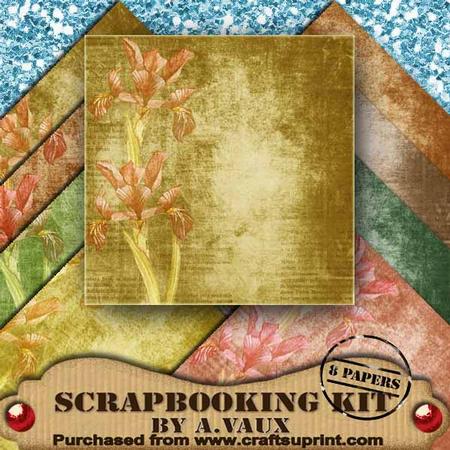 Vintage Coloured Iris 8 Scrapbooking Papers Kit