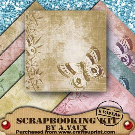 Vintage Pastel Butterfly Borders 8 Scrapbooking Papers Kit