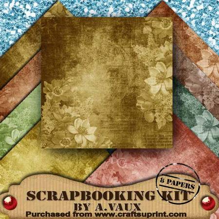 Vintage Tea Floral Corners 8 Scrapbooking Papers Kit