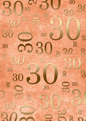 Peach and Gold 30th Birthday A4 Backing Paper