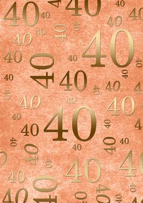 Peach and Gold 40th Birthday A4 Backing Paper