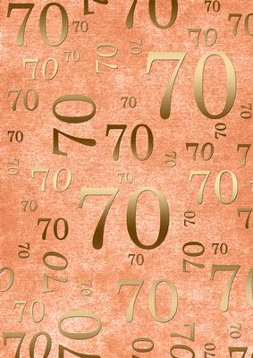 Peach and Gold 70th Birthday A4 Backing Paper