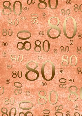 Peach and Gold 80th Birthday A4 Backing Paper