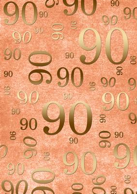 Peach and Gold 90th Birthday A4 Backing Paper
