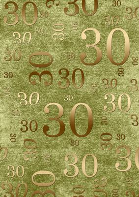 Olive and Gold 30th Birthday A4 Backing Paper