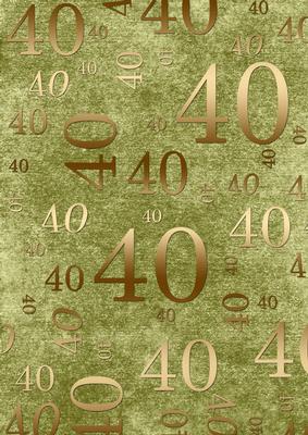Olive and Gold 40th Birthday A4 Backing Paper