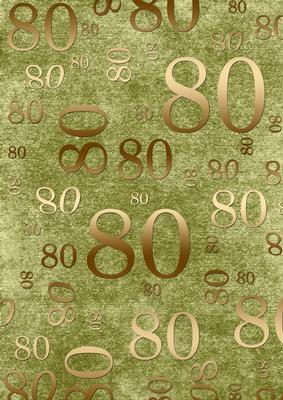 Olive and Gold 80th Birthday A4 Backing Paper