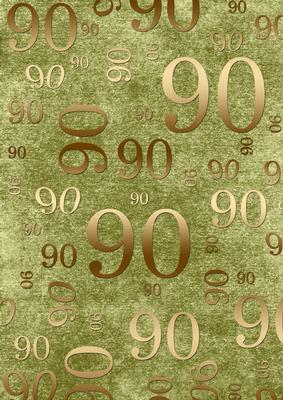 Olive and Gold 90th Birthday A4 Backing Paper
