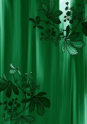 Deep Green Floral Corner Painted A4 Backing Paper