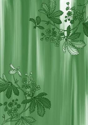 Green Floral Corner Painted A4 Backing Paper