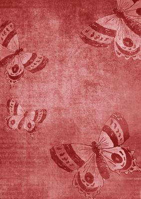 Vintage Tea Red Butterfly A4 Backing Paper