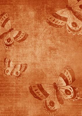 Vintage Tea Burnt Orange Butterfly A4 Backing Paper