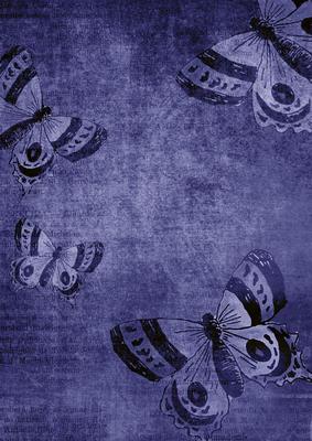 Vintage Tea Dark Blue Butterfly A4 Backing Paper