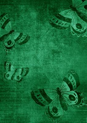 Vintage Tea Dark Green Butterfly A4 Backing Paper