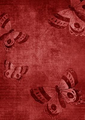 Vintage Tea Dark Red Butterfly A4 Backing Paper