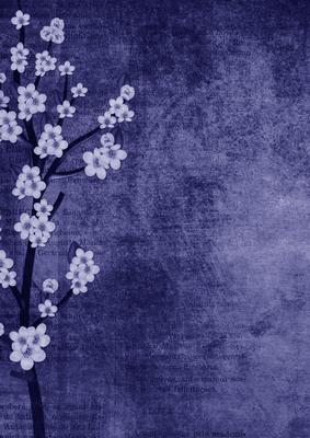 Vintage Oriental Blue Blossom A4 Backing Paper