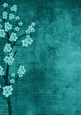 Vintage Oriental Dark Peacock Blossom A4 Backing Paper