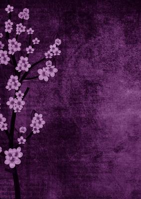 Vintage Oriental Deep Purple Blossom A4 Backing Paper