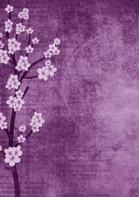 Vintage Oriental Lilac Blossom A4 Backing Paper