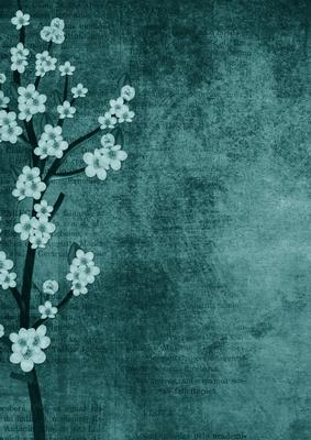 Vintage Oriental Peacock Blossom A4 Backing Paper