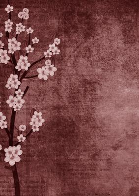 Vintage Oriental Plum Blossom A4 Backing Paper
