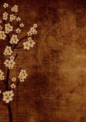 Original Vintage Tea Oriental Blossom A4 Backing Paper