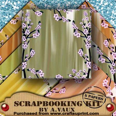 Painted Blossom Border Pastels 8 Scrapbooking Papers Kit