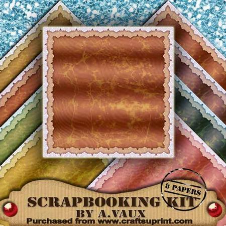 Lace Edge Crackle Metallic 8 Scrapbooking Papers Kit