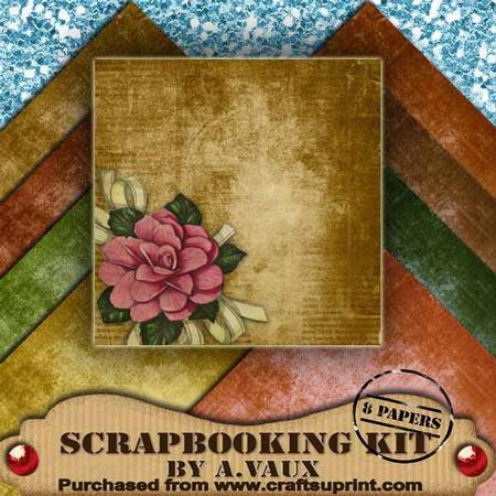 Rose Bow Colour Corner 8 Scrapbooking Papers Kit