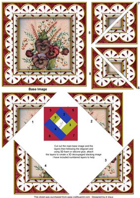 Colourful Red Pansies Anglaise 5in Triangle Spiral Stacker
