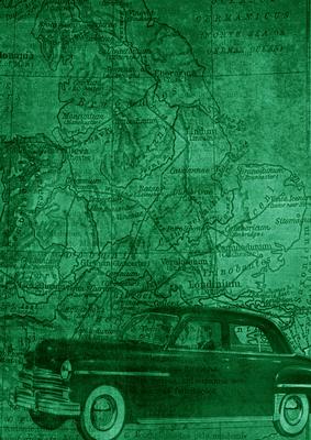Car Map Roadtrip Deep Green A4 Backing Paper