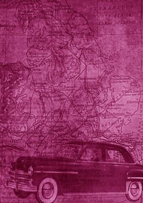 Car Map Roadtrip Cerise A4 Backing Paper