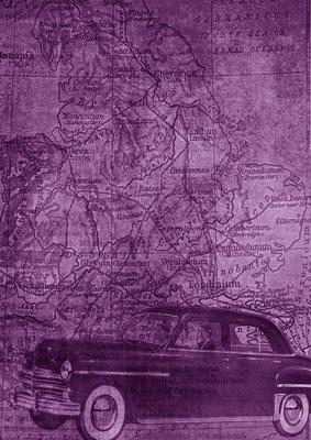Car Map Roadtrip Purple A4 Backing Paper