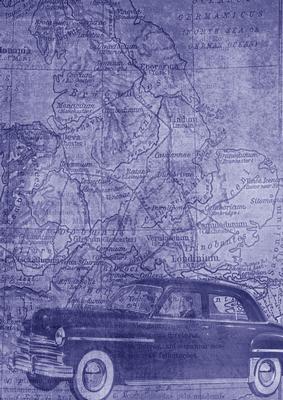 Car Map Roadtrip Blue A4 Backing Paper