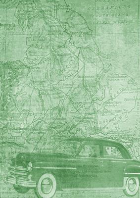 Car Map Roadtrip Mint A4 Backing Paper