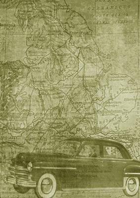 Car Map Roadtrip Olive A4 Backing Paper