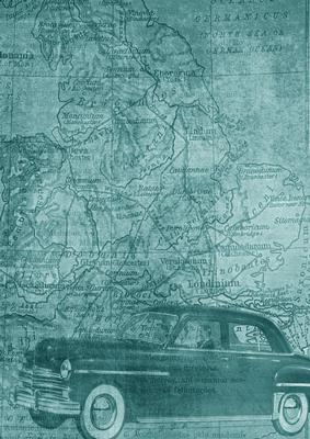 Car Map Roadtrip Smokey Peacock A4 Backing Paper