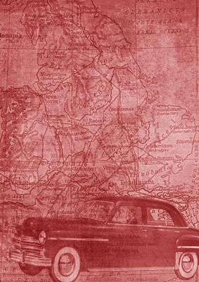 Car Map Roadtrip Red A4 Backing Paper
