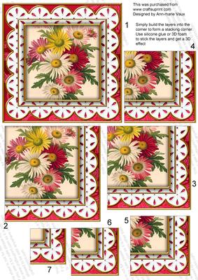 Crazee Daisies Pink Anglaise 5in One Corner Stacker
