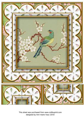 Oriental Green Bird 8in Picture Sheet